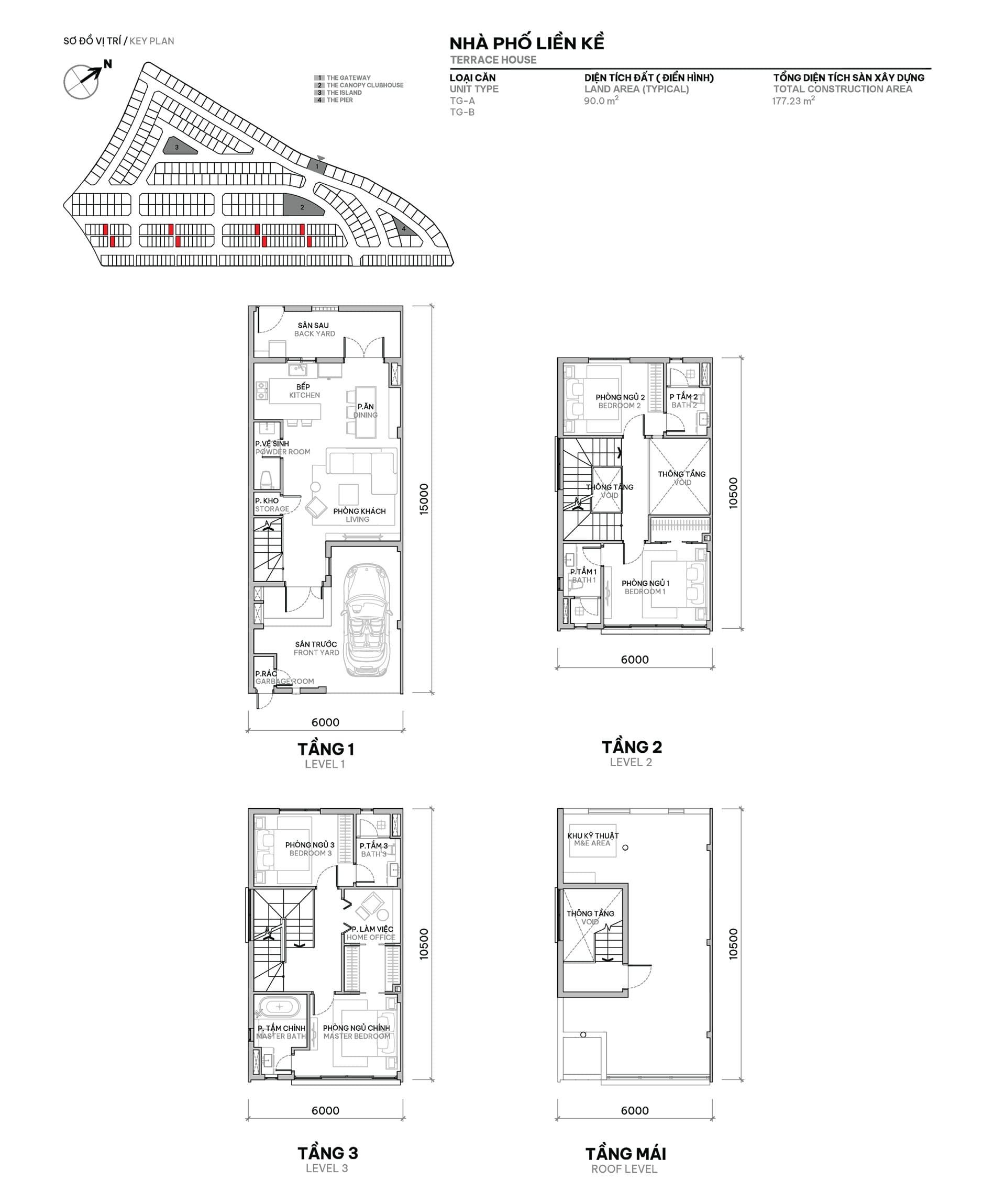 layout thiết kế nhà phố the orchard